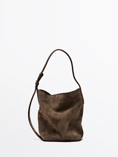 Massimo Dutti Bolso Mini Bucket Piel Serraje