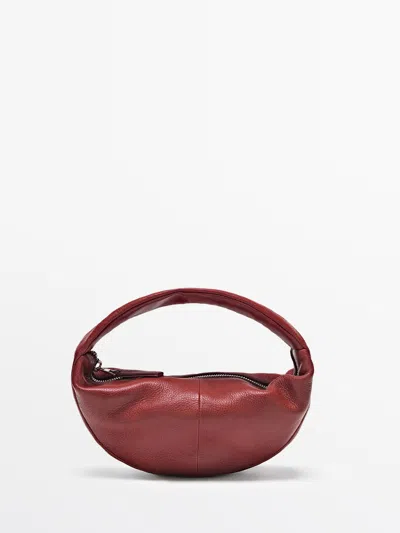 Massimo Dutti Bolso Mini De Mano Media Luna Piel Napa In Red