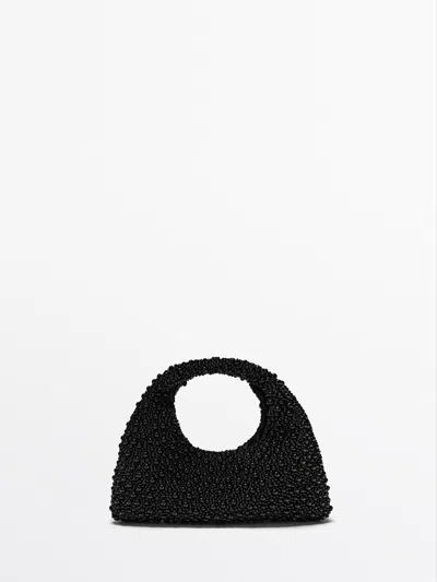 Massimo Dutti Bolso Mini Detalle Abalorios In Brown