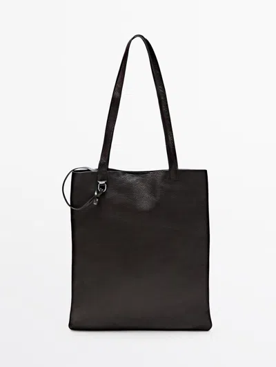 Massimo Dutti Bolso Tote Detalle Clutch Piel Napa In Brown