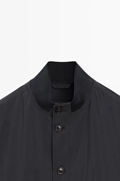Massimo Dutti Bomber Jacket With Pocket Details In Blue
