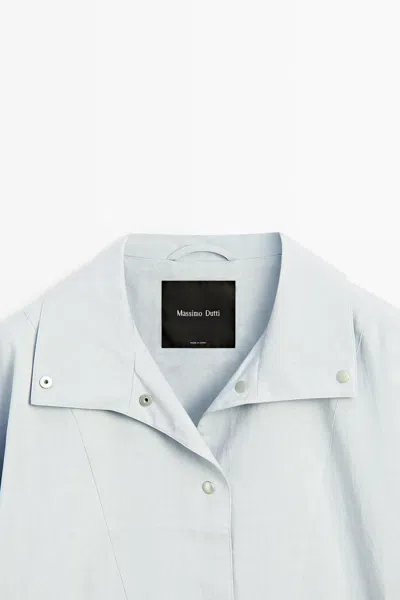 Massimo Dutti Bomber Jacket With Stand In Blue