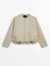 MASSIMO DUTTI BOMBER JACKET WITH ZIP AND POCKETS