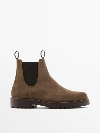 Massimo Dutti Botín Piel Chelsea In Brown