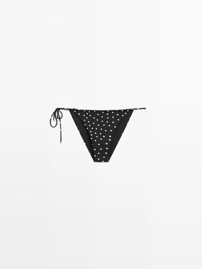 Massimo Dutti Braguita Bikini Estampado Lunares In Black