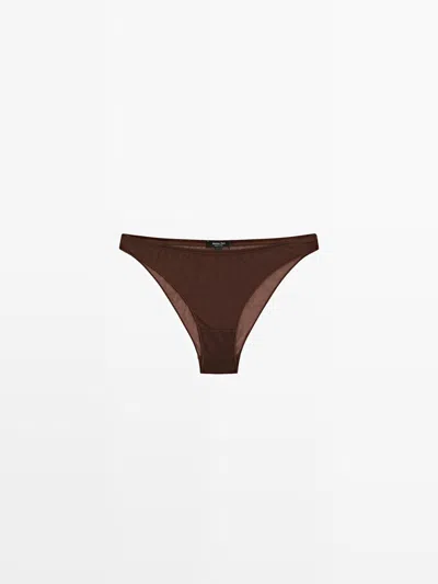 Massimo Dutti Braguita Semitransparente Detalle Metalizado In Brown