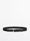 MASSIMO DUTTI BRAIDED LEATHER BELT