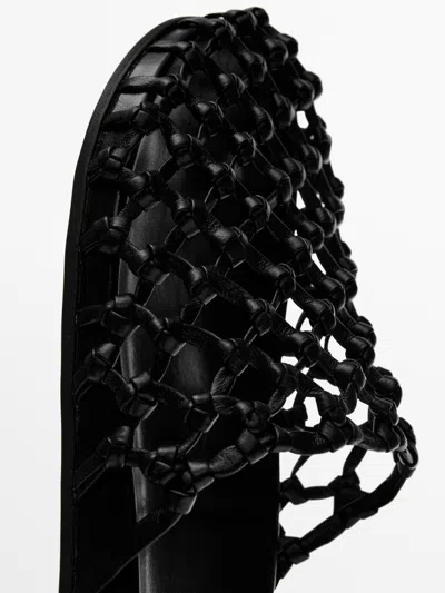 Massimo Dutti Braided Leather Clog In Black
