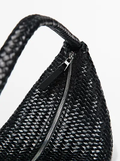 Massimo Dutti Braided Leather Half In Black