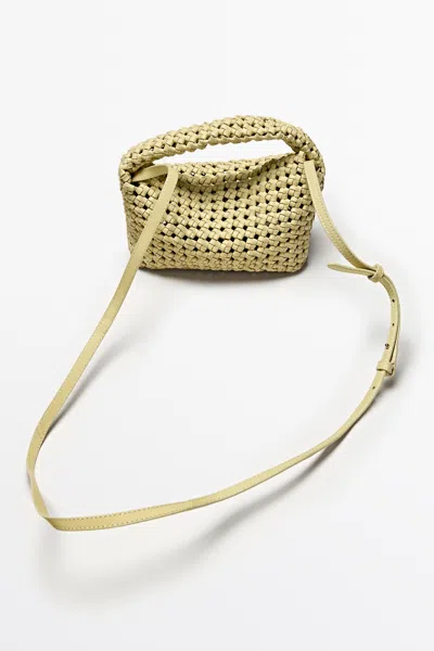 Massimo Dutti Braided Leather Mini Bag In Black