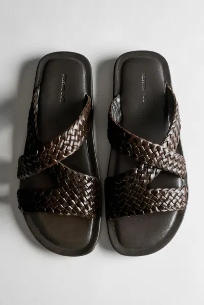 Massimo Dutti Braided Leather Sandals In Brown