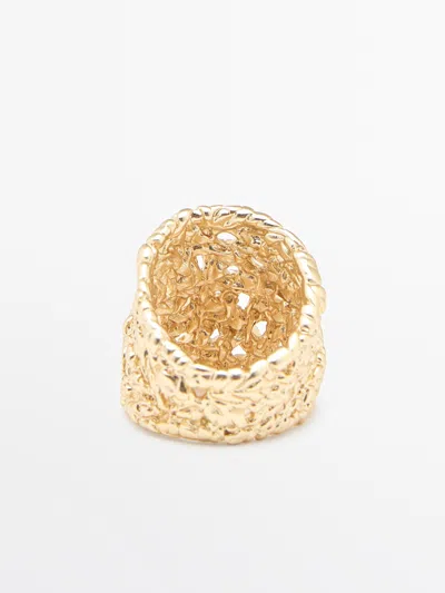Massimo Dutti Braided Texture Ring In Gold