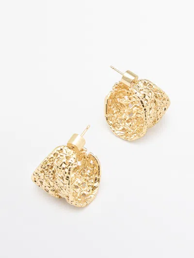 Massimo Dutti Braided Textured Hoop Earrings In Gold