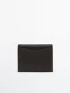 Massimo Dutti Leather Wallet In Brown