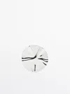 Massimo Dutti Brooch With Textured Piece Detail In Silver