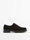 Massimo Dutti Brown Split Suede Shoes In Brown