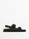 MASSIMO DUTTI BUCKLE SPLIT-LEATHER SANDALS