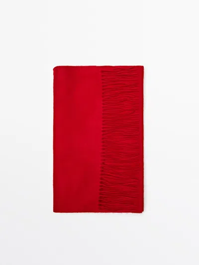 Massimo Dutti Bufanda Flecos 100% Cashmere In Red