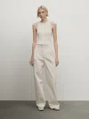 Massimo Dutti Stricktop Mit Flechtmuster In Gebrochen Weiss