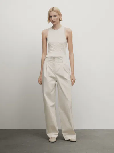 Massimo Dutti Stricktop Mit Flechtmuster In Gebrochen Weiss