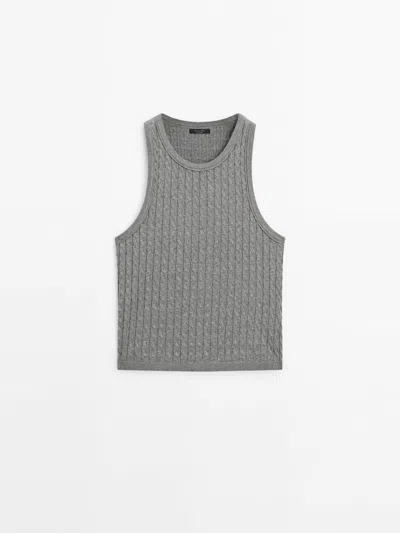 Massimo Dutti Cable-knit Top In Grey