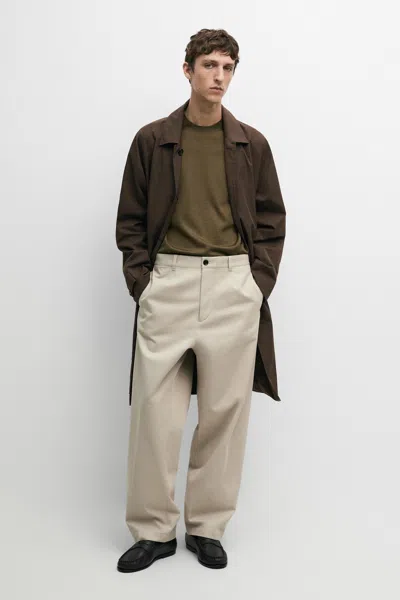 Massimo Dutti Calças Com Pinças Barrel Fit In Bege