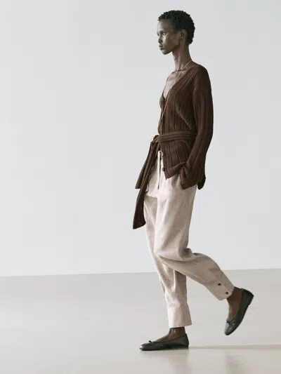 Massimo Dutti Calças De Fato Com Pormenor De Fivela In Burgundy
