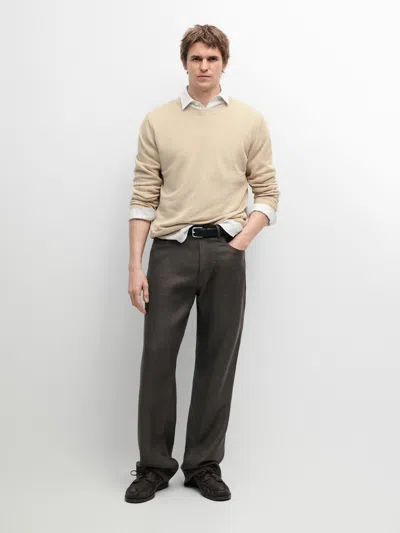Massimo Dutti Calças De Ganga Semi Jogger Fit Linho In Black
