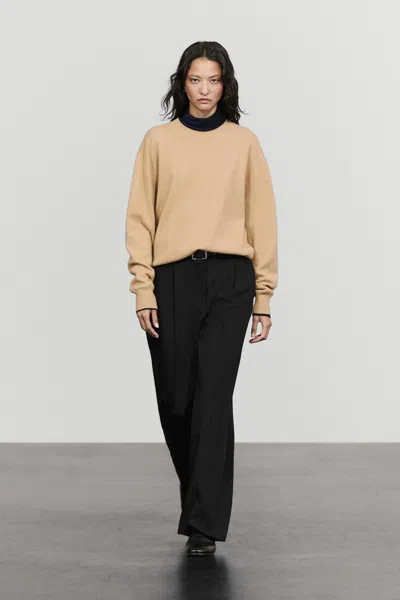 Massimo Dutti Calças Fluidas Com Pormenor De Pregas In Brown