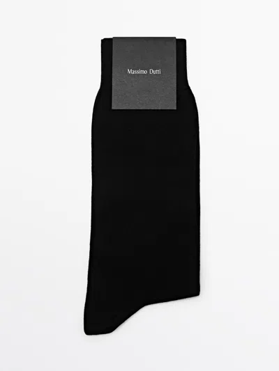 Massimo Dutti Calcetines Punto Liso Mezcla Algodón In Black