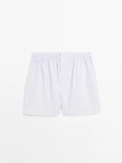 Massimo Dutti Calzoncillo Estampado Doble Raya In White