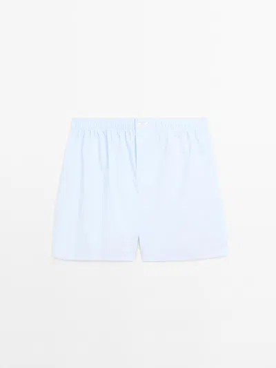 Massimo Dutti Calzoncillo Estampado Micro Cuadro In Blue