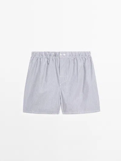 Massimo Dutti Calzoncillo Estampado Rayas In Blue