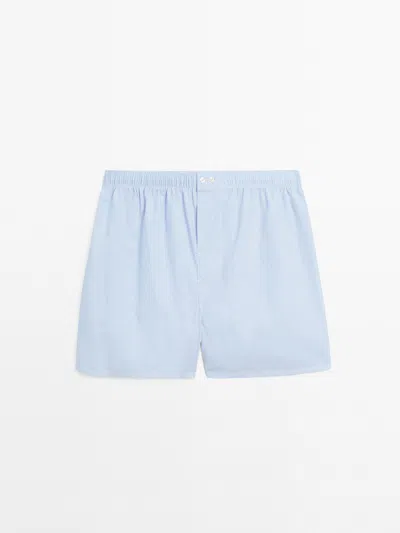 Massimo Dutti Calzoncillo Estampado Rayas In Blue