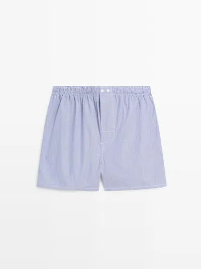 Massimo Dutti Calzoncillo Rayas 100% Algodón In Blue