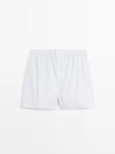 Massimo Dutti Calzoncillo Rayas 100% Algodón In White