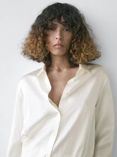 Massimo Dutti Camicia Morbida Satinata In White