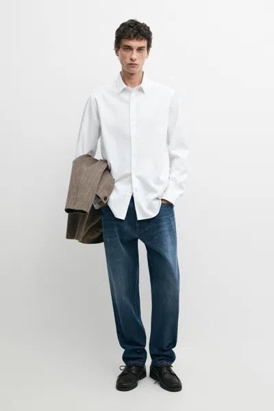 Massimo Dutti Camicia Strutturata 100% Cotone In Bianco