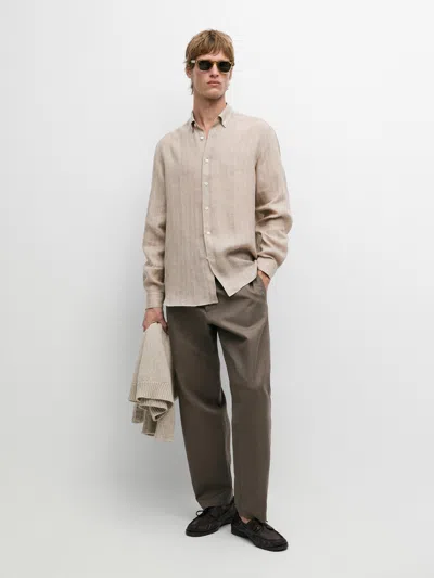 Massimo Dutti Camisa 100% De Linho In Multi