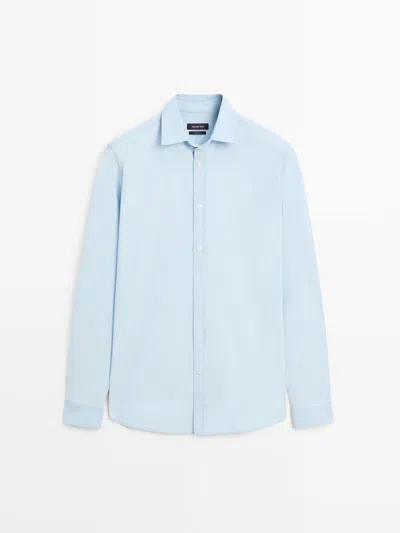 Massimo Dutti Camisa De Mezclilla 100% Algodón In Blue