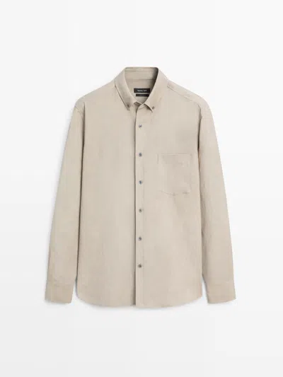 Massimo Dutti Camisa Fluida Bolsillo In Green