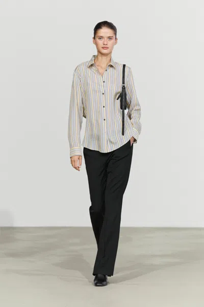Massimo Dutti Camisa Fluida Com Detalhe De Riscas In Multi