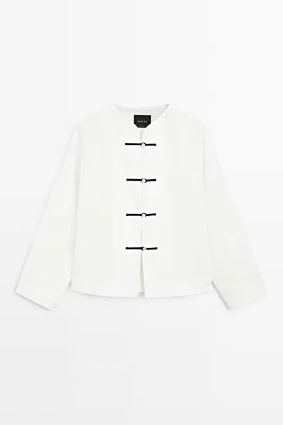 Massimo Dutti Camisa Fluida Detalle Botones 100% Lino