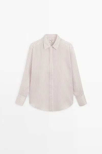 Massimo Dutti Camisa Fluida Detalle Rayas In Pink