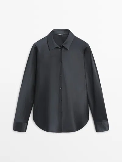 Massimo Dutti Camisa Fluida Satinada In Multi