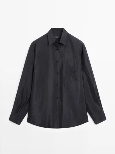 Massimo Dutti Camisa Fluida Técnica In Blue