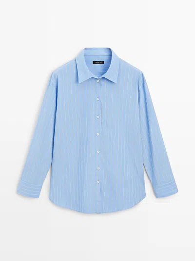 Massimo Dutti Camisa Holgada Rayas In Blue