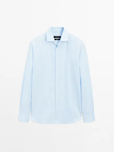 Massimo Dutti Camisa Rayas Slim Fit In Blue