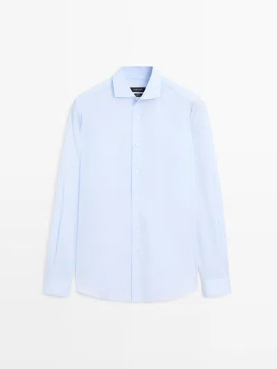 Massimo Dutti Camisa Slim Fit 100% Algodón In Blue