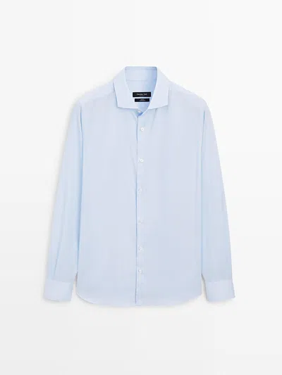 Massimo Dutti Camisa Slim Fit 100% Algodón In Blue